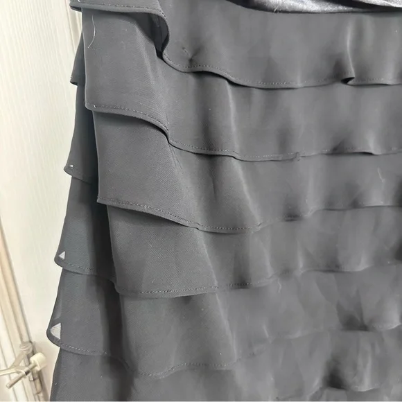 Elegant Black Lace & Chiffone Ruffle Women's Cocktail Dress Plus Size 18W - Picture 7 of 15